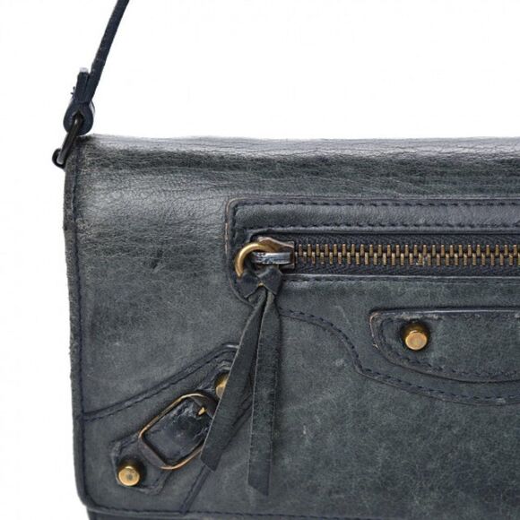 Balenciaga Agneau Classic Hardware Continental Wallet on Strap Anthracite - Picture 10 of 16